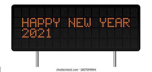 Happy new year 2021 vector illustration. Led digital alphabet Style Text with Glowing Dots. Abstract concept graphic element svg