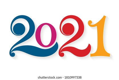 Happy new year 2021. Year 2021 vector design element.