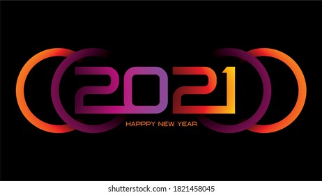 Happy New Year 2021. Vector illustration. 