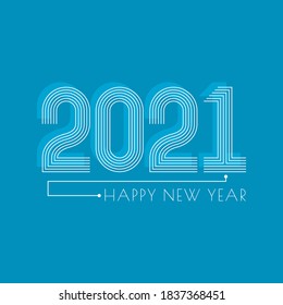 Feliz Año Nuevo 2021 ilustración vectorial con diseño de tipografía de luz neón. Buena plantilla para diseño de año nuevo o calendario.
