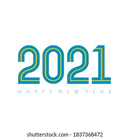 Happy New Year 2021 vector illustration with center line of number design. Good template for New year or calendar design.