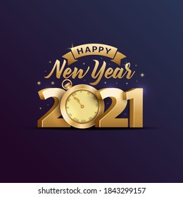 Happy New Year 2021 vector illustration for banner, flyer and greeting card