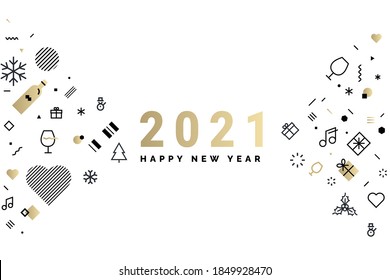 Happy New Year 2021. Vector illustration concept for background, greeting card, website and mobile website banner, party invitation card, social media banner, marketing material.