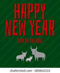 Happy New Year 2021. Vector illustration for Greeting card. Postcard, poster, banner, print. Eastern New Year