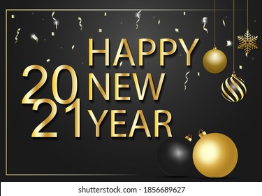 Feliz año nuevo 2021 Fondo de ilustración vectorial para tarjeta de saludo, invitaciones, diseño de afiches. Antecedentes de Año Nuevo.