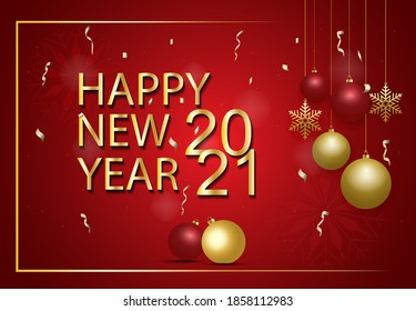 Feliz año nuevo 2021 Fondo de ilustración vectorial para tarjeta de saludo, invitaciones, diseño de afiches. Antecedentes de Año Nuevo.