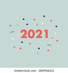 Happy new year 2021 vector card.