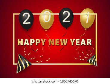 Feliz año nuevo 2021 Fondo de ilustración vectorial con texto de color dorado. Antecedentes de Año Nuevo.