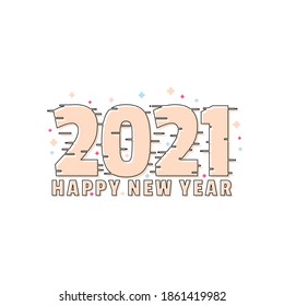Happy New Year 2021 vector illustration with line art of 2021 text design. Good template for New year or calendar design.