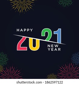 Happy new year 2021 vector template. Design for calendar design, banner or print.