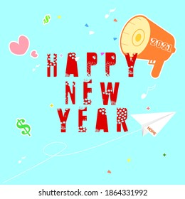 Happy new year 2021. Happy new year 2021 vector illustration. Happy new year postcard. Happy new year greeting card. 