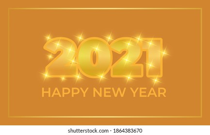 Happy New Year 2021 vector background with golden Color, New Year 2021, Vector