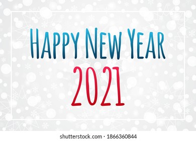 Feliz Año Nuevo 2021 ilustración vectorial. Patrón de nieve de vacaciones de invierno. Fondo de Navidad decorativo con copos de nieve para celebración, decoración, saludo, diseño