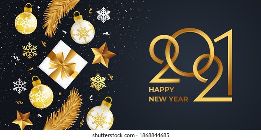 Happy New Year 2021 vector background illustration. Happy New Year 2021 Simple Minimalistic text template. 2021 Happy New Year vector Design celebration poster, banner, greeting card, background