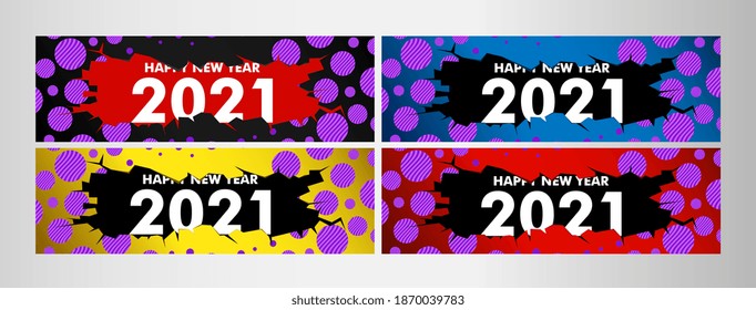 happy new year 2021, vector beautiful greeting card or label with technology theme