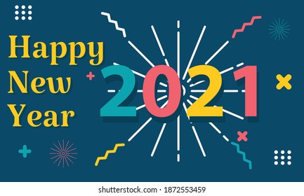 Happy New Year 2021 vector illustration isolated on color background. good for greeting cards, banners, web, parties and others.