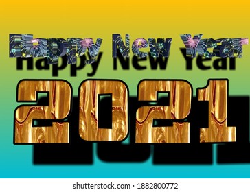 Happy New Year 2021 vector background with golden numbers,Holiday symbol template.Greeting card design template