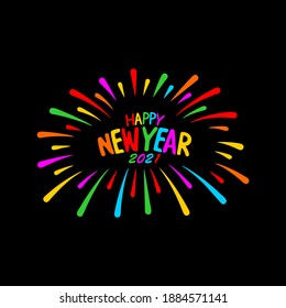 Happy new year 2021 vector template. Design for banner, greeting cards or print.	