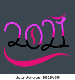 Happy New Year 2021, vector 2021 in live image, on dark background