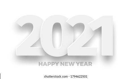 Happy New Year 2021 white background. Vector illustration.