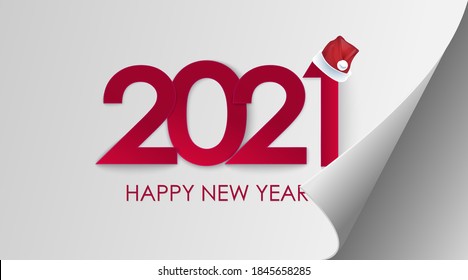 Happy New Year 2021 winter holiday greeting card design template. End of 2020 and beginning of 2021. The concept of the beginning of the New Year. Vector background