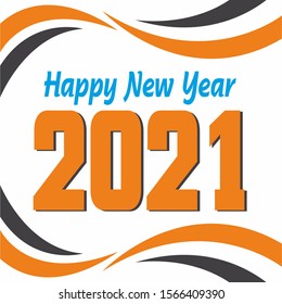 '' Happy New Year 2021 '' written in orange and black frame.
