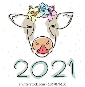 Feliz año 2021dibujo de diseño vectorial