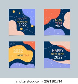 Happy new year 2022. Abstract background with different shapes with space for text. Vector illustration suitable for social media stories and printing banners, invitations.