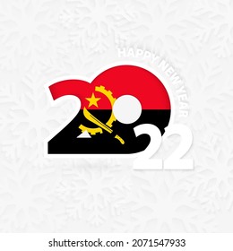 Happy New Year 2022 for Angola on snowflake background. Greeting Angola with new 2022 year.