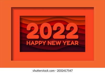 Happy new year 2022. The art of cutting paper. Brochure or calendar cover design template.