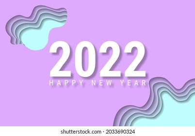 HAPPY NEW YEAR 2022.  The art of cutting paper. Brochure or calendar cover design template. Cover of business diary.