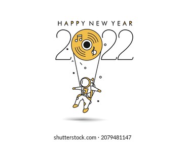 Happy New Year 2022 With Astronaut Design, Vector illustration.