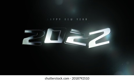 Happy new year 2022 background illustration. 3d realistic futuristic 2022 typography vector