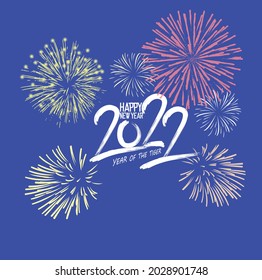 Happy new year 2022 background. Golden shiny numbers with confetti and ribbons on black background. Holiday greeting card design.