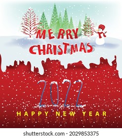 Happy new year 2022 background. Golden shiny numbers with confetti and ribbons on black background. Holiday greeting card design.