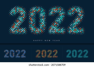 Feliz Año Nuevo 2022. Plantilla de fondo. Ilustración del vector de vacaciones del número medio de tono abstracto 2022, Fondo de diseño de afiches o pancartas, Feliz Año Nuevo Vector moderno, con partículas.