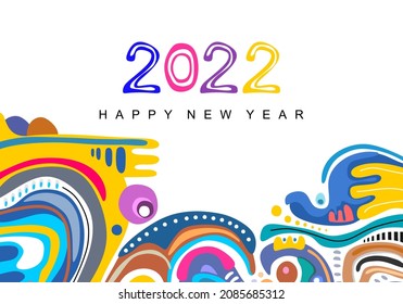 Feliz Año Nuevo 2022 Plantilla de fondo. Ilustración vectorial. Afiche de fondo o diseño de pancartas 2022. Antecedentes de Año Nuevo Feliz Moderno