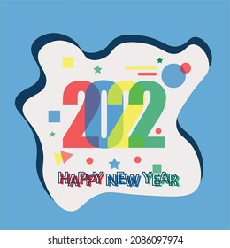 happy new year 2022 background, cut paper, colorful.