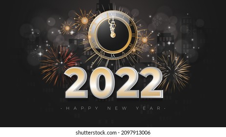 feliz año nuevo 2022 fondo con adorno de reloj
