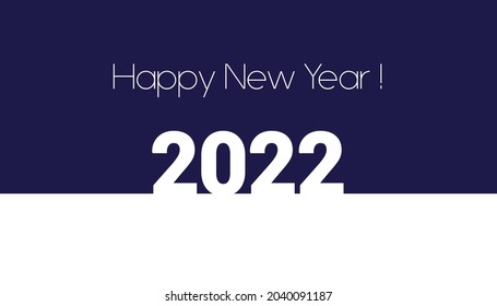 Happy New Year 2022. Banner in dark blue and white.