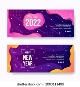 Happy New Year 2022 Banner Template Flat Design Illustration Editable of Square Background Suitable for Social media, Feed, Card, Greetings and Web Internet Ads 