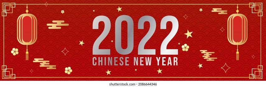 Happy new year 2022  Banner  and asian elements on red background  for online content in the new year 2022  , Flat Modern design, illustration Vector EPS 10