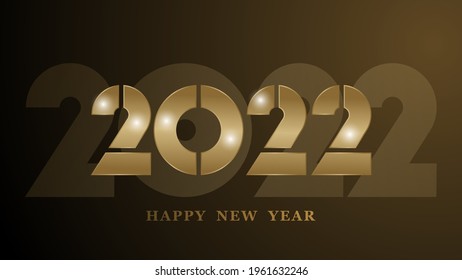 Happy new year 2022 banner.Golden Vector luxury text 2022 Happy new year. Gold Festive Numbers Design. Happy New Year Banner with 2022 Numbers