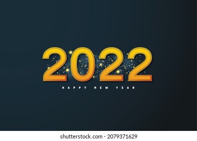 happy new year 2022 with beautiful yellow numbers.