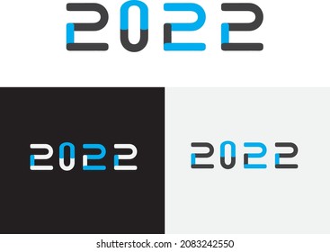 Happy new year 2022. black and blue numbers on white background. Set of 2022 Happy New Year typography logo brush strokes text design. 2022 number design template. Collection of 2022 happy new year.