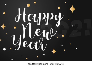 Happy new year 2022 black white and gold effects.