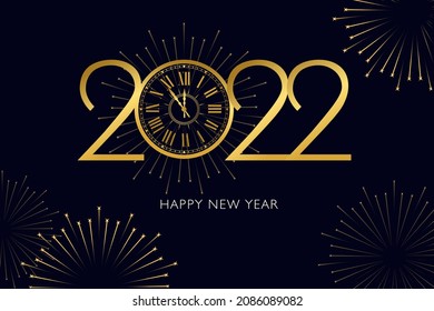 Happy new year 2022 black and golden poster. 3d illustration 3d rendering. year 2022 poster. 2022 post. new year background.