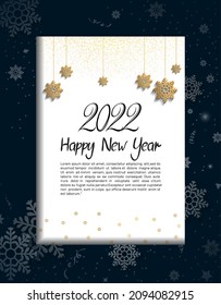 happy new year 2022 black color with snowflake isolated white background for celebration event
