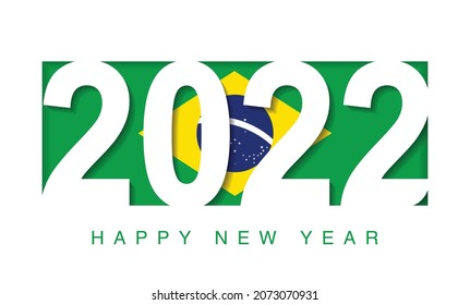 happy new year 2022 in brazil flag. countries 2022 new year collection