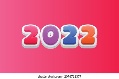 Happy New Year 2022 Bubble 3D Fluffy Wishing Celebration Script Text Lettering Celebrate Festival Premium Modern Minimal Alphabet Numeric Letters Editable Vector File
